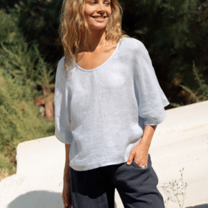 Selene Linen Top Serene Blue