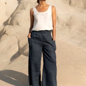 Milos Linen Pants Charcoal