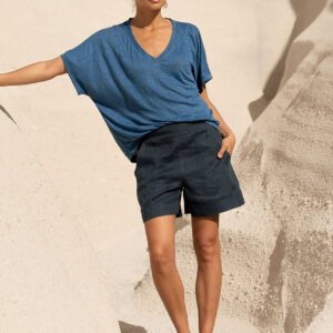 Paros Linen Shorts Charcoal