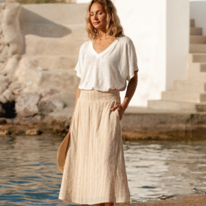 Chania Cotton Skirt Sand Stripe